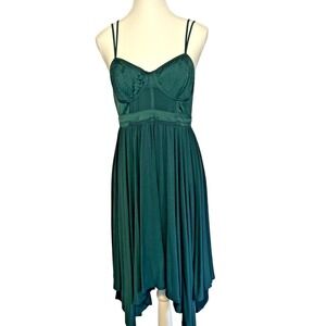 Victoria's Secret‎ Emerald Green Satin Corset Dress Fit Flare Fairy Ethereal 8